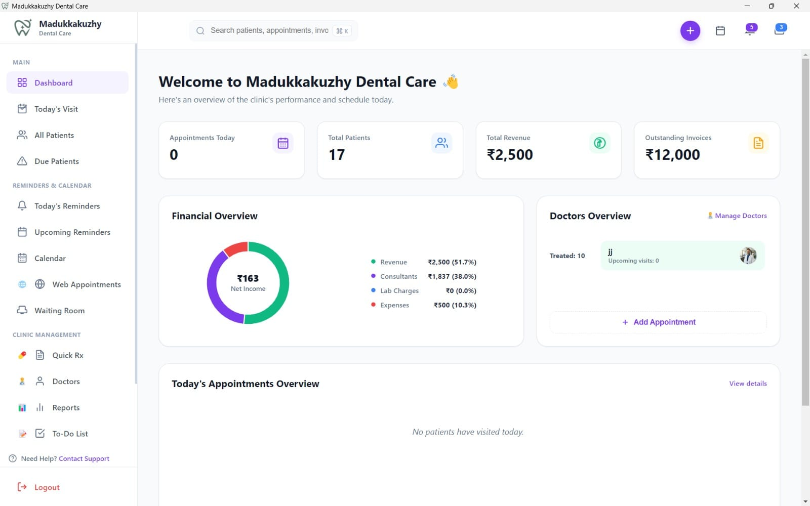 DentOS dashboard